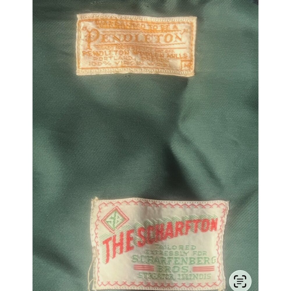 Pendleton Jacket Men’s Medium Wool Red Green Plaid Vintage Custom Tailored Tag - Picture 5 of 12